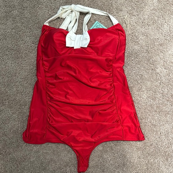 RockSteady Red and White One Piece Swimsuit - Picture 1 of 3